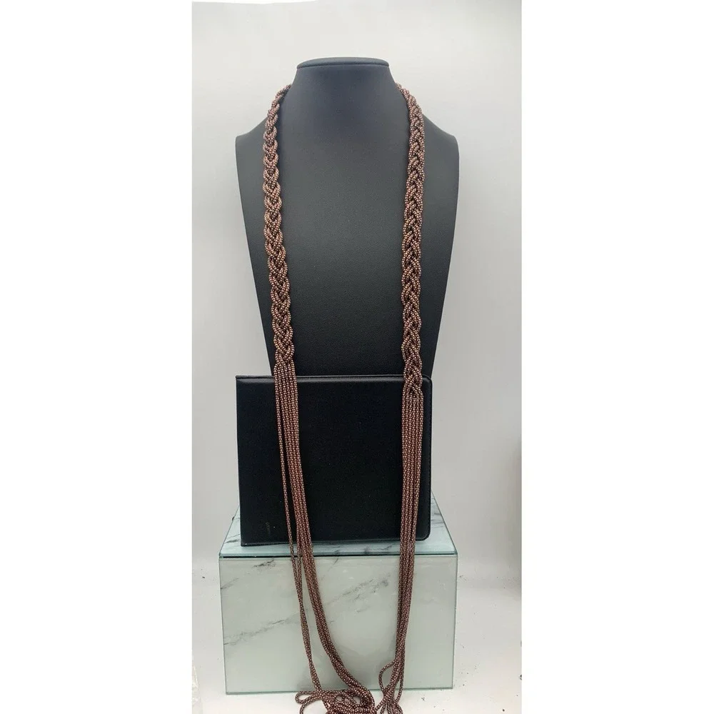 Coldwater Creek Copper‎ / Bronze Colored Multi Layered Drape & Braided Necklace
